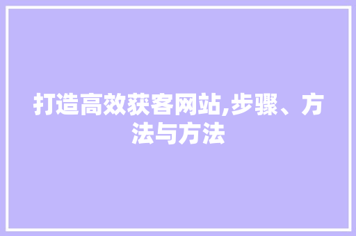 打造高效获客网站,步骤、方法与方法