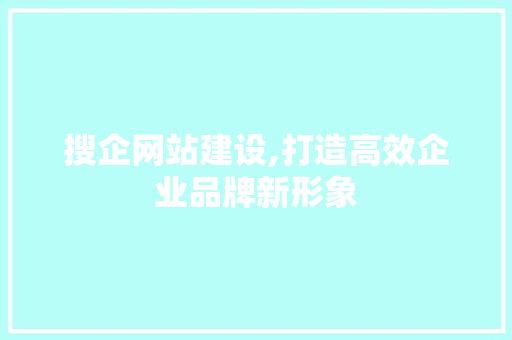 搜企网站建设,打造高效企业品牌新形象