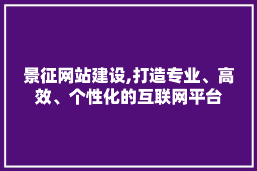 景征网站建设,打造专业、高效、个性化的互联网平台