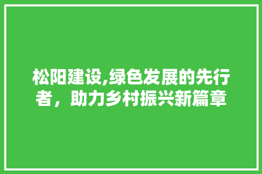 松阳建设,绿色发展的先行者，助力乡村振兴新篇章