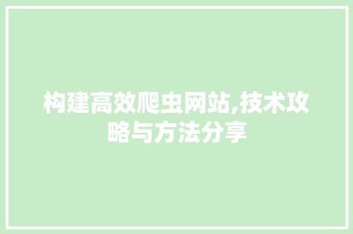 构建高效爬虫网站,技术攻略与方法分享