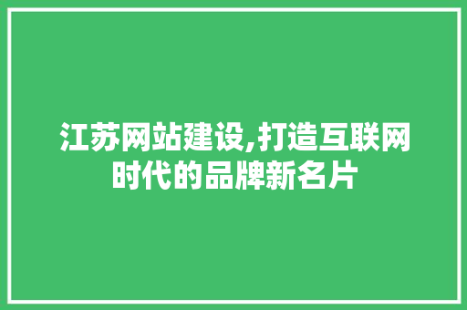 江苏网站建设,打造互联网时代的品牌新名片