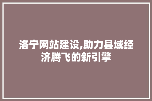 洛宁网站建设,助力县域经济腾飞的新引擎