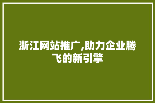 浙江网站推广,助力企业腾飞的新引擎