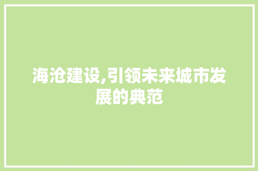 海沧建设,引领未来城市发展的典范