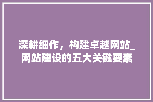 深耕细作，构建卓越网站_网站建设的五大关键要素