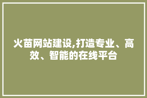 火苗网站建设,打造专业、高效、智能的在线平台