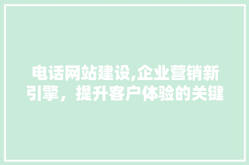 电话网站建设,企业营销新引擎，提升客户体验的关键一环