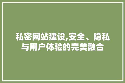 私密网站建设,安全、隐私与用户体验的完美融合