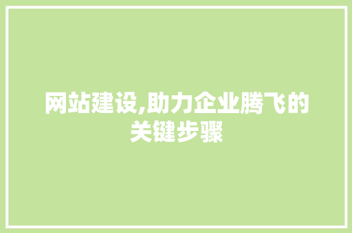 网站建设,助力企业腾飞的关键步骤