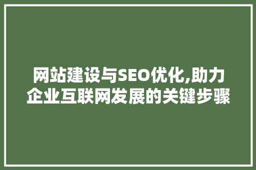 网站建设与SEO优化,助力企业互联网发展的关键步骤