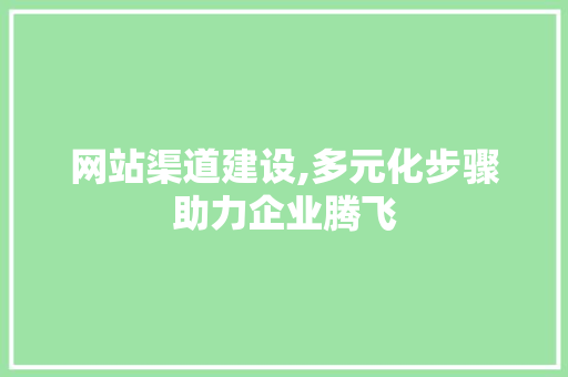 网站渠道建设,多元化步骤助力企业腾飞