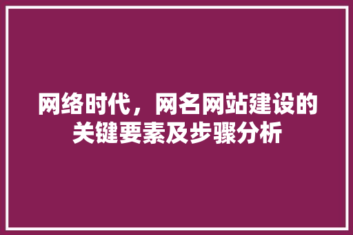 网络时代，网名网站建设的关键要素及步骤分析