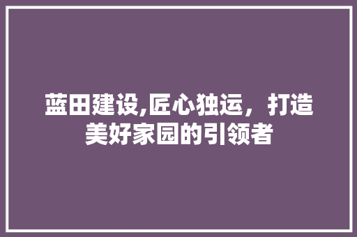 蓝田建设,匠心独运，打造美好家园的引领者