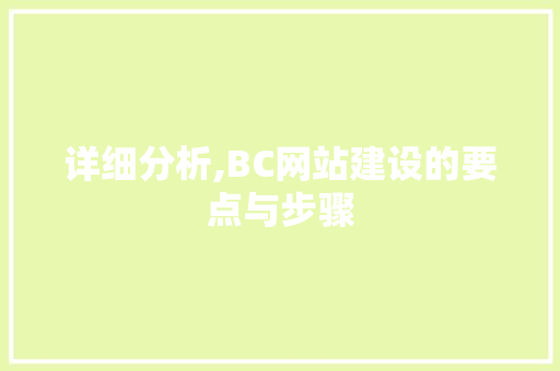 详细分析,BC网站建设的要点与步骤