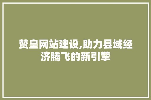 赞皇网站建设,助力县域经济腾飞的新引擎