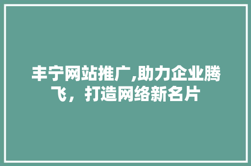丰宁网站推广,助力企业腾飞，打造网络新名片