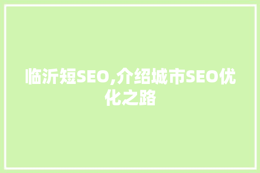 临沂短SEO,介绍城市SEO优化之路