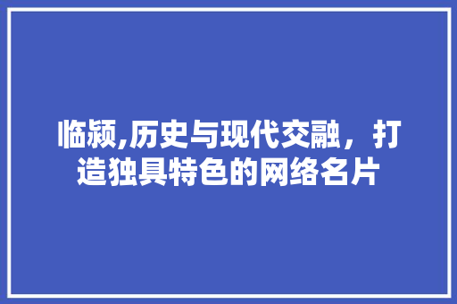 临颍,历史与现代交融，打造独具特色的网络名片
