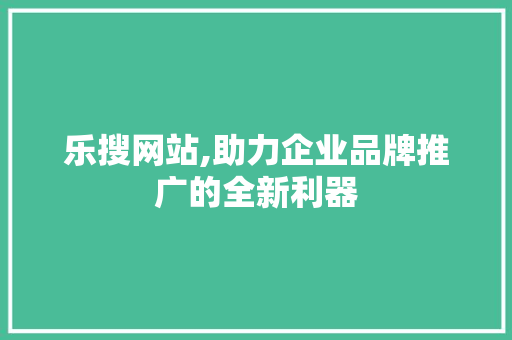 乐搜网站,助力企业品牌推广的全新利器