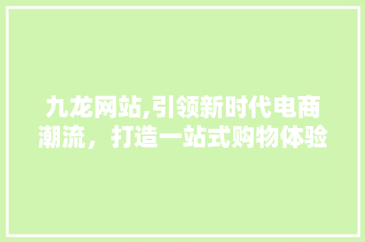 九龙网站,引领新时代电商潮流，打造一站式购物体验
