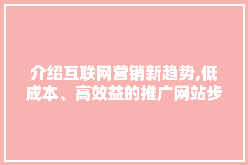 介绍互联网营销新趋势,低成本、高效益的推广网站步骤
