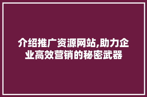介绍推广资源网站,助力企业高效营销的秘密武器