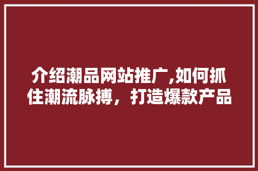 介绍潮品网站推广,如何抓住潮流脉搏，打造爆款产品