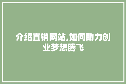 介绍直销网站,如何助力创业梦想腾飞