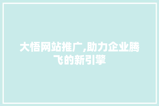 大悟网站推广,助力企业腾飞的新引擎