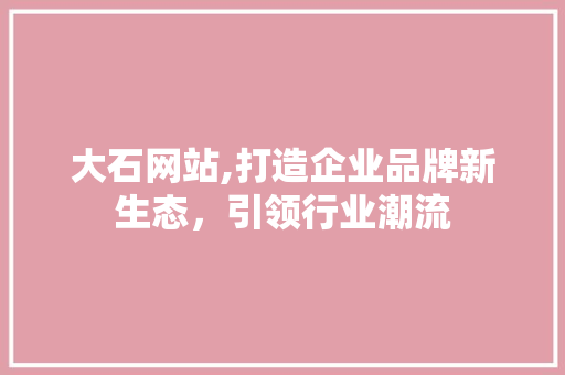 大石网站,打造企业品牌新生态，引领行业潮流