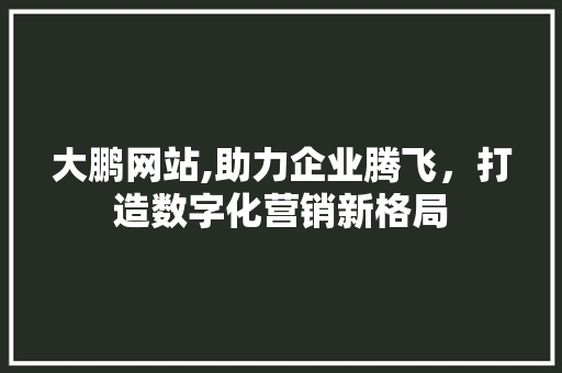 大鹏网站,助力企业腾飞，打造数字化营销新格局