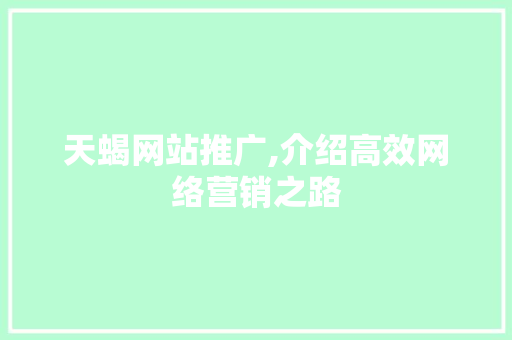 天蝎网站推广,介绍高效网络营销之路