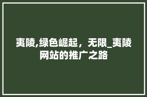 夷陵,绿色崛起，无限_夷陵网站的推广之路