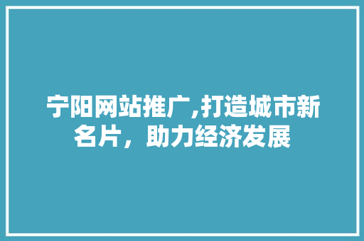 宁阳网站推广,打造城市新名片，助力经济发展