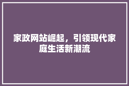 家政网站崛起，引领现代家庭生活新潮流