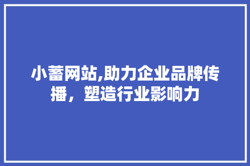 小蓄网站,助力企业品牌传播，塑造行业影响力