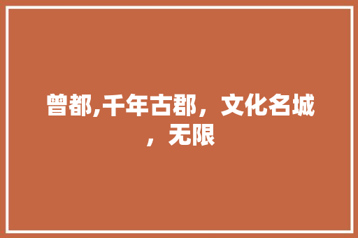 曾都,千年古郡，文化名城，无限