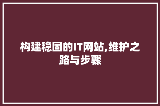 构建稳固的IT网站,维护之路与步骤