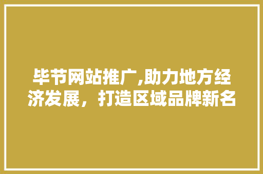 毕节网站推广,助力地方经济发展，打造区域品牌新名片