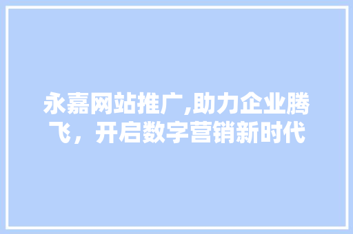 永嘉网站推广,助力企业腾飞，开启数字营销新时代