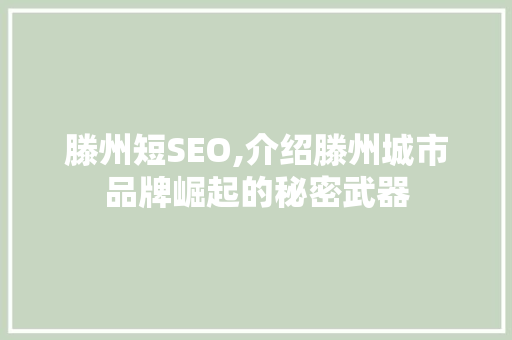 滕州短SEO,介绍滕州城市品牌崛起的秘密武器