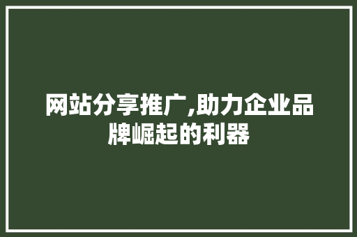 网站分享推广,助力企业品牌崛起的利器