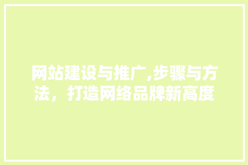 网站建设与推广,步骤与方法，打造网络品牌新高度