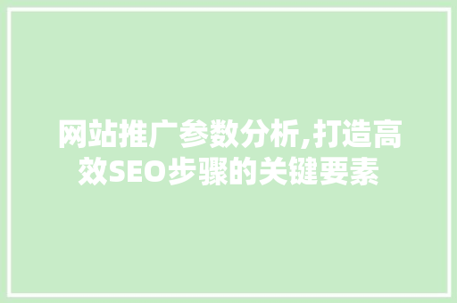 网站推广参数分析,打造高效SEO步骤的关键要素