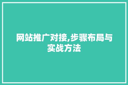 网站推广对接,步骤布局与实战方法