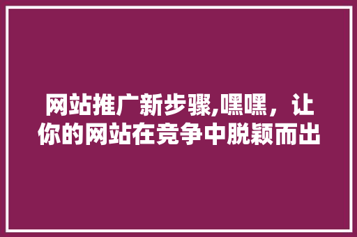 网站推广新步骤,嘿嘿，让你的网站在竞争中脱颖而出