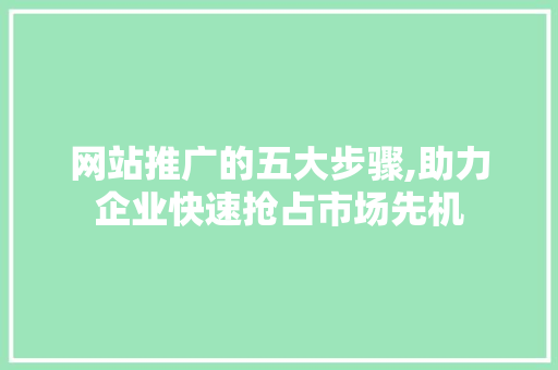 网站推广的五大步骤,助力企业快速抢占市场先机