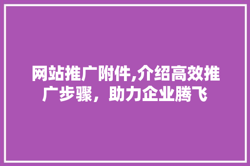 网站推广附件,介绍高效推广步骤，助力企业腾飞