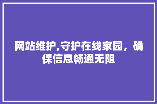 网站维护,守护在线家园，确保信息畅通无阻